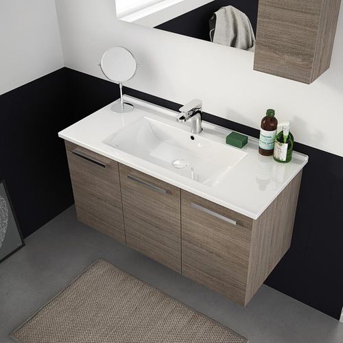 Wandhängender Waschtisch-Unterschrank - HARLEM H19 - LEGNOBAGNO - Eiche / Keramik / modern