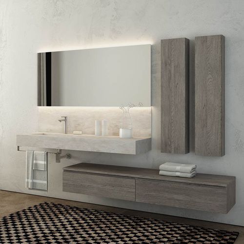 Wandhängender Waschtisch-Unterschrank - FL15 - LEGNOBAGNO - Eiche / Holz / Keramik