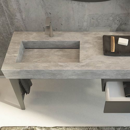 Wandhängender Waschtisch-Unterschrank - FL16 - LEGNOBAGNO - Holz / Keramik / HPL