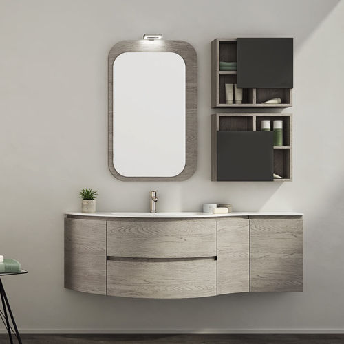 Wandhängender Waschtisch-Unterschrank - FC01 - LEGNOBAGNO - Eiche / Keramik / HPL