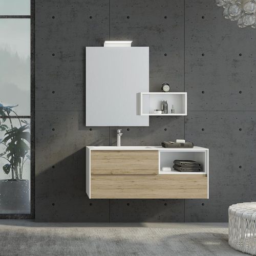 Wandhängender Waschtisch-Unterschrank - FL22 - LEGNOBAGNO - Holz / Keramik / HPL