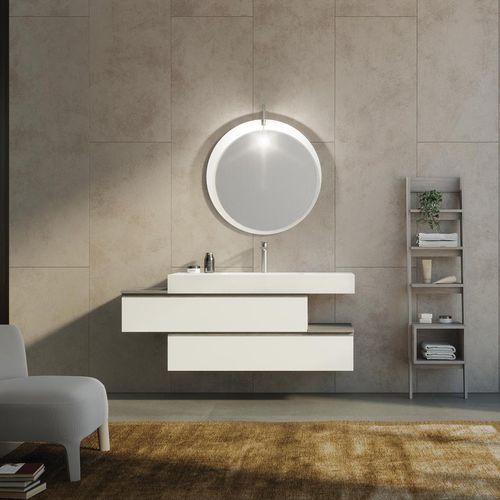 Wandhängender Waschtisch-Unterschrank - FL23 - LEGNOBAGNO - Eiche / Keramik / HPL
