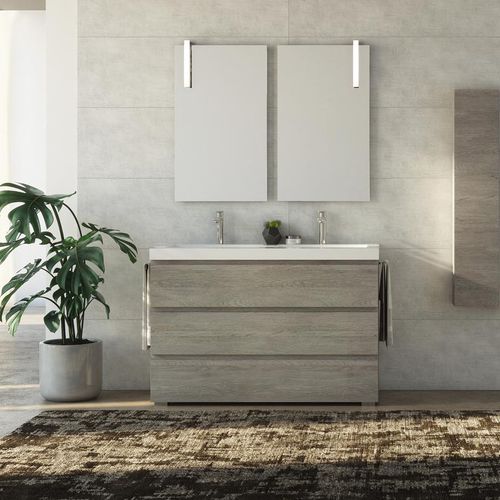 Freistehender Waschtisch-Unterschrank - FL25 - LEGNOBAGNO - Eiche / Keramik / HPL