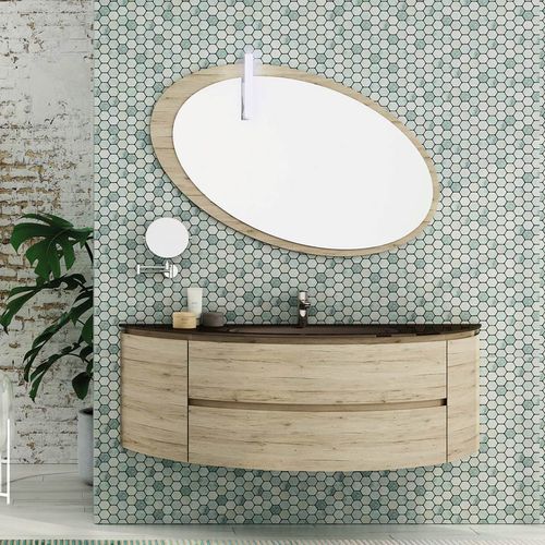 Wandhängender Waschtisch-Unterschrank - FC07 - LEGNOBAGNO - Eiche / Glas / modern