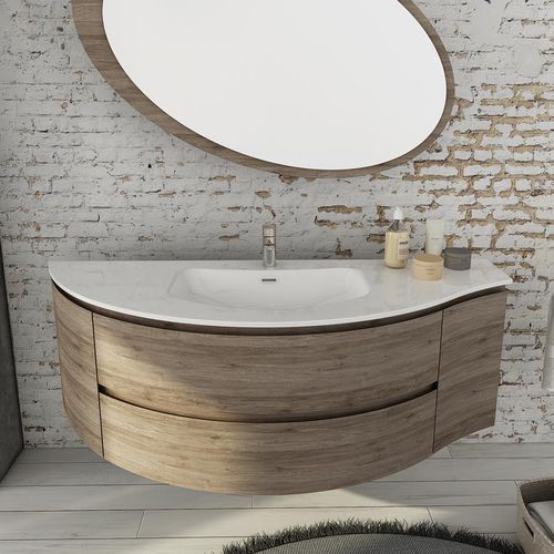 Wandhängender Waschtisch-Unterschrank - FC03 - LEGNOBAGNO - Eiche / Keramik / HPL