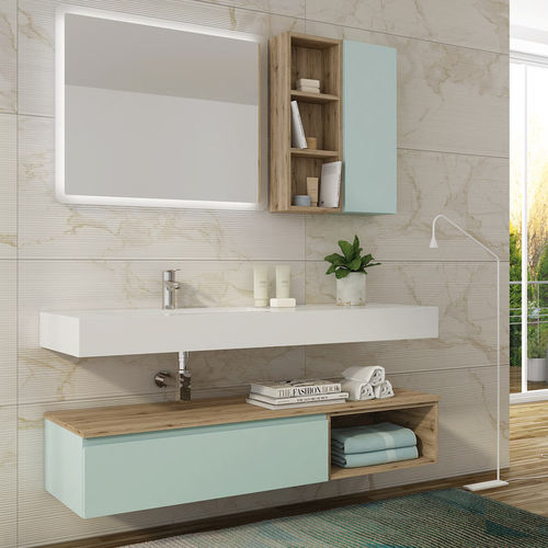 Wandhängender Waschtisch-Unterschrank - FL28 - LEGNOBAGNO - Eiche / Holz / Keramik