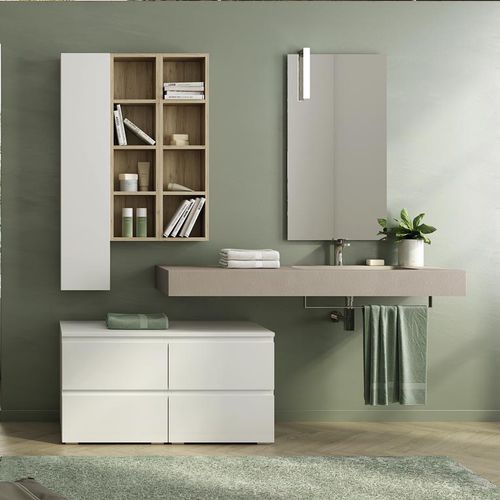 Wandhängender Waschtisch-Unterschrank - FL29 - LEGNOBAGNO - Eiche / Holz / Keramik
