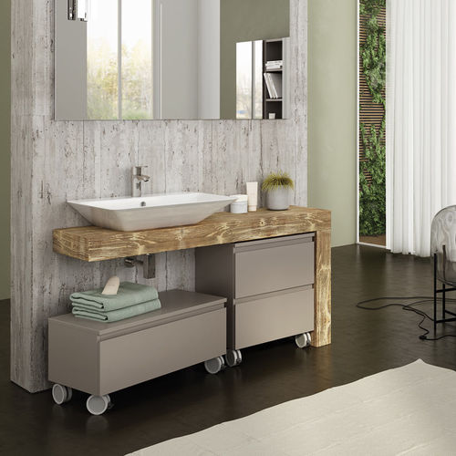 Wandhängender Waschtisch-Unterschrank - FL31 - LEGNOBAGNO - Holz / Keramik / HPL
