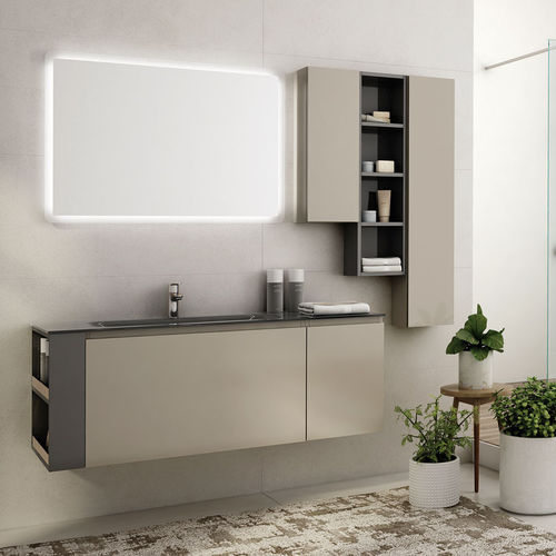 Wandhängender Waschtisch-Unterschrank - FL32 - LEGNOBAGNO - Holz / Keramik / HPL