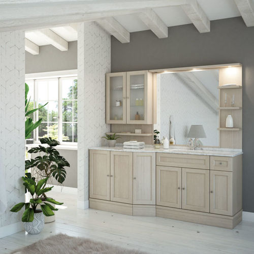 Freistehender Waschtisch-Unterschrank - R217 - LEGNOBAGNO - Eiche / Massivholz / Keramik