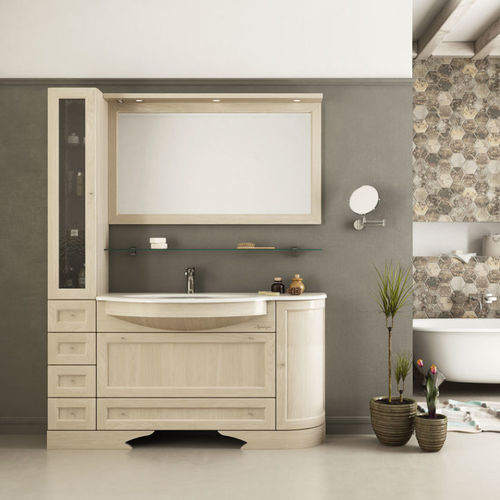Freistehender Waschtisch-Unterschrank - R207 - LEGNOBAGNO - Eiche / Massivholz / Keramik