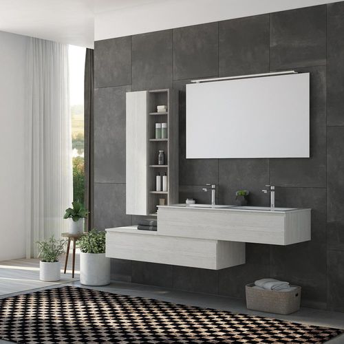 Wandhängender Waschtisch-Unterschrank - FL26 - LEGNOBAGNO - Eiche / Keramik / HPL