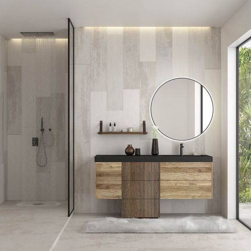 Wandhängender Waschtisch-Unterschrank - LIFE 02 - LEGNOBAGNO - freistehend / Kastanienholz / modern