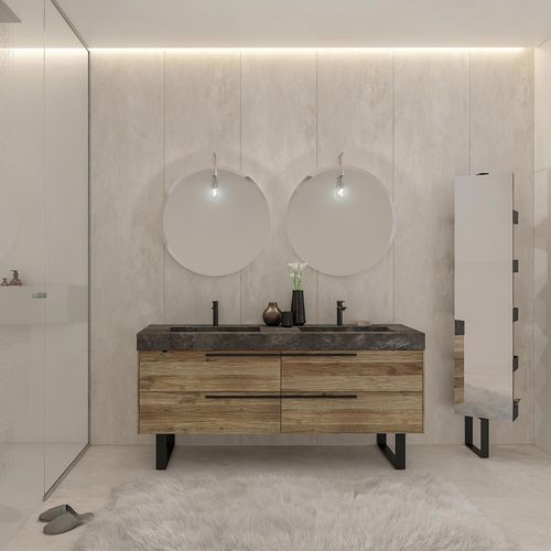 Doppelter Waschtisch-Unterschrank - LIFE 04 - LEGNOBAGNO - freistehend / Holz / modern