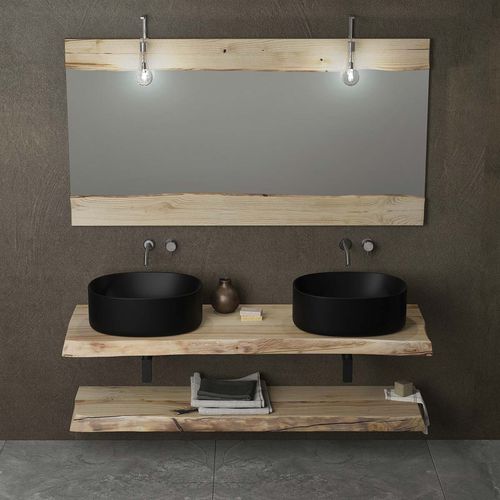Doppelte Waschtischplatte - LIFE - LEGNOBAGNO - Kastanienholz / maßgefertigt