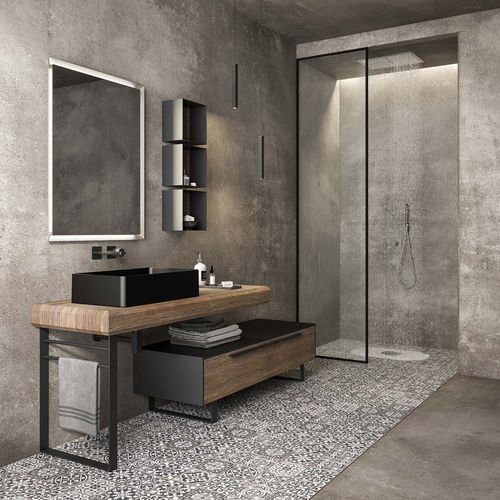 Holz-Waschtischplatte - LIFE 08 - LEGNOBAGNO - Keramik / mit integriertem Handtuchhalter