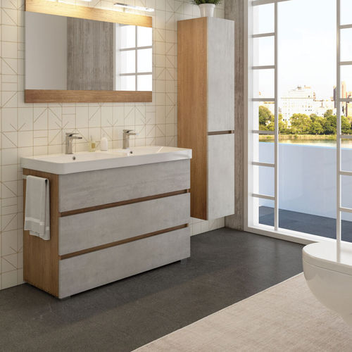 Doppelter Waschtisch-Unterschrank - SOHO S35 - LEGNOBAGNO - freistehend / Holz / Keramik