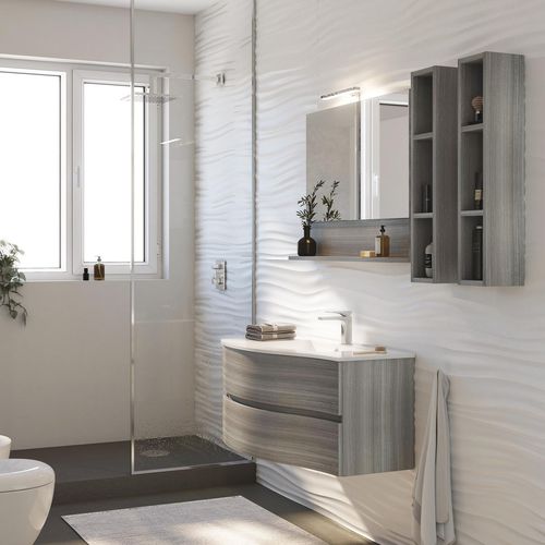 Wandhängender Waschtisch-Unterschrank - FLEX 05 - LEGNOBAGNO - Holz / Harz / modern