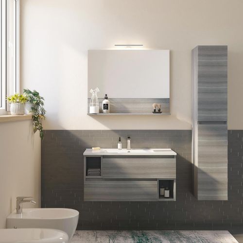 Wandhängender Waschtisch-Unterschrank - CITY 04 - LEGNOBAGNO - Holz / modern / mit Tür