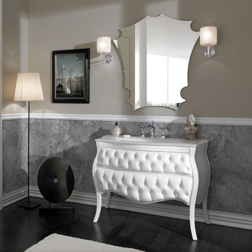 Freistehender Waschtisch-Unterschrank - VANITY CAPITONNÉ - LEGNOBAGNO - Nussbaum / Glas / Kristall