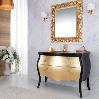 Freistehender Waschtisch-Unterschrank - VANITY 05 - LEGNOBAGNO - Nussbaum / Glas / Marmor