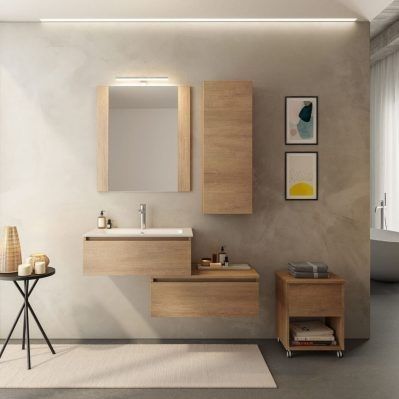 Wandhängender Waschtisch-Unterschrank - URBAN COMPONIBILE 01 - LEGNOBAGNO - Holz / modern / mit Tür