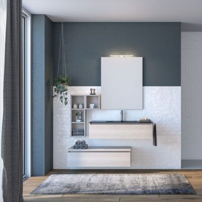 Wandhängender Waschtisch-Unterschrank - URBAN COMPONIBILE 03 - LEGNOBAGNO - Glas / modern / ohne Tür