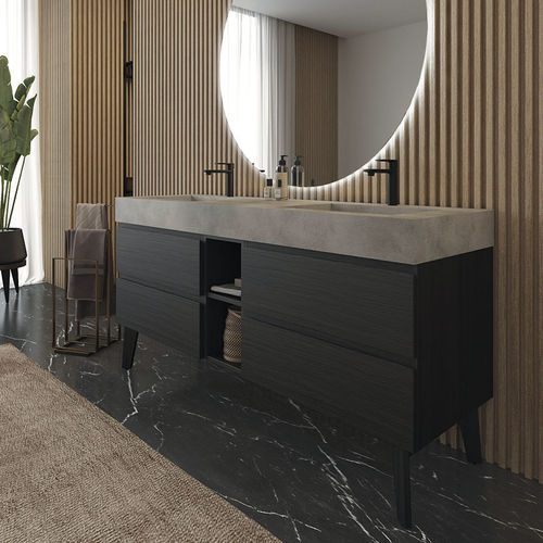 Doppelter Waschtisch-Unterschrank - FL05 - LEGNOBAGNO - freistehend / HPL / Beton