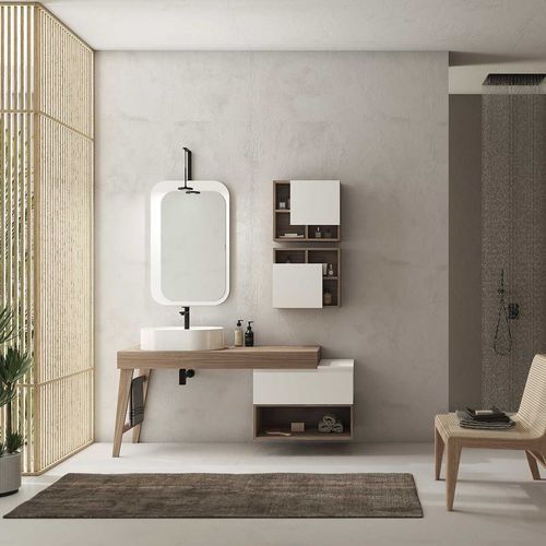 Wandhängender Waschtisch-Unterschrank - FL13 - LEGNOBAGNO - Nussbaum / melaminbeschichtet / modern
