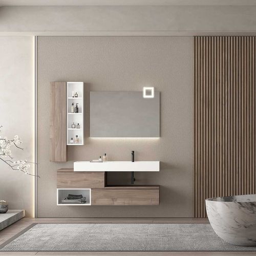 Wandhängender Waschtisch-Unterschrank - FL18 - LEGNOBAGNO - Holz / modern / mit Tür