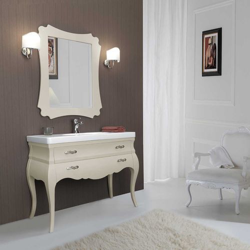 Freistehender Waschtisch-Unterschrank - VOGUE 06 - LEGNOBAGNO - Nussbaum / Keramik / Glas