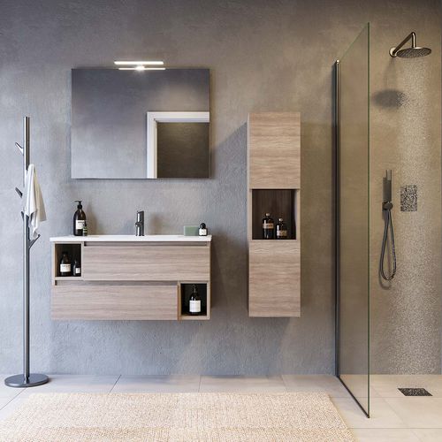 Wandhängender Waschtisch-Unterschrank - CITY 01 - LEGNOBAGNO - Holz / Harz / PVC