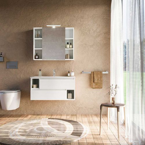 Wandhängender Waschtisch-Unterschrank - CITY 02 - LEGNOBAGNO - Holz / Harz / PVC