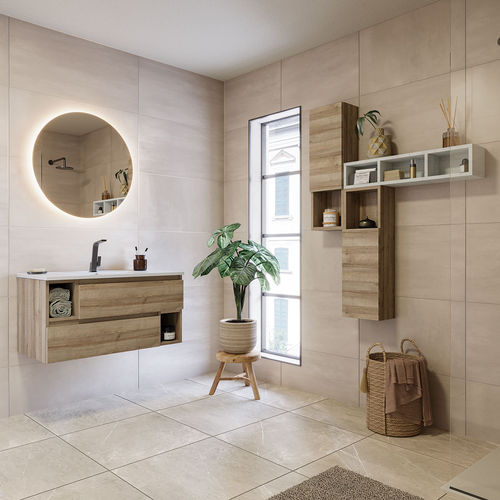 Wandhängender Waschtisch-Unterschrank - CITY 03 - LEGNOBAGNO - Eiche / Harz / modern