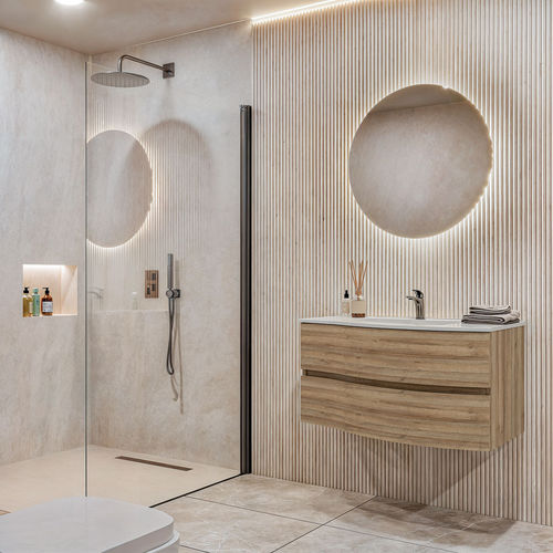 Wandhängender Waschtisch-Unterschrank - FLEX 03 - LEGNOBAGNO - Eiche / Harz / modern