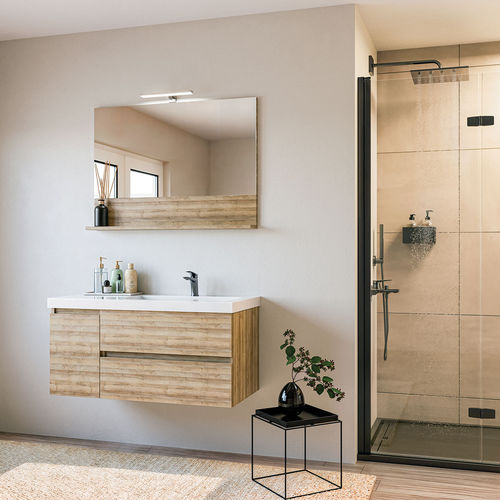 Wandhängender Waschtisch-Unterschrank - LINE 05 - LEGNOBAGNO - Eiche / Harz / modern