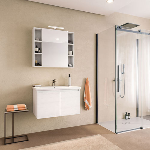 Wandhängender Waschtisch-Unterschrank - SOFT 02 - LEGNOBAGNO - Holz / Keramik / PVC