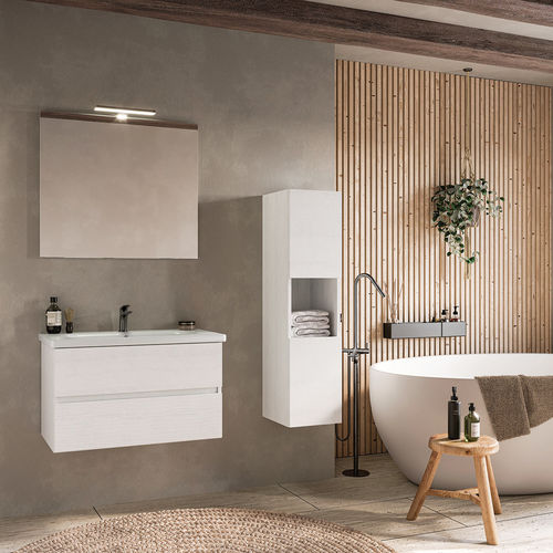 Waschtisch-Unterschrank / Holz - SOFT 03 - LEGNOBAGNO - wandhängend / Keramik / PVC