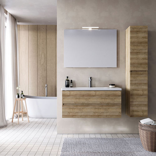 Wandhängender Waschtisch-Unterschrank - SOFT 05 - LEGNOBAGNO - Eiche / Keramik / modern