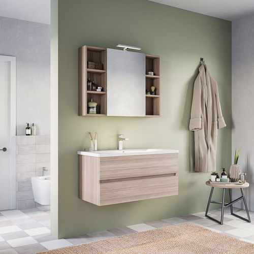 Wandhängender Waschtisch-Unterschrank - SOFT 06 - LEGNOBAGNO - Holz / Keramik / PVC