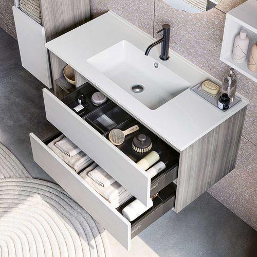 Wandhängender Waschtisch-Unterschrank - CUBIK 02 - LEGNOBAGNO - Eukalyptusholz / Harz / modern