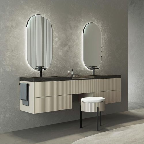 Doppelter Waschtisch-Unterschrank - RT04 Rigato - LEGNOBAGNO - wandhängend / HPL / modern