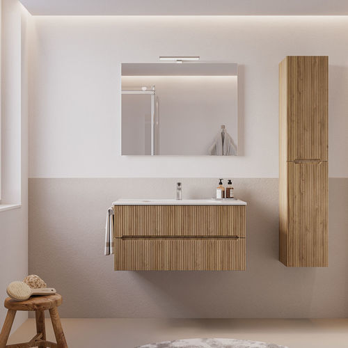 Wandmontierter Waschtisch-Unterschrank - VERSO VE.01 - LEGNOBAGNO - Holz / Keramik / modern