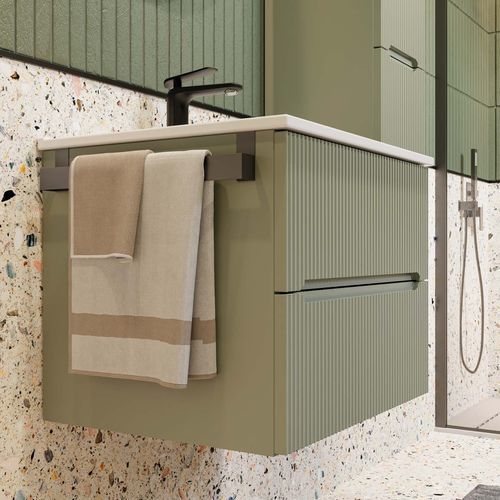 Wandmontierter Waschtisch-Unterschrank - VERSO VE.02 - LEGNOBAGNO - Holz / Keramik / modern