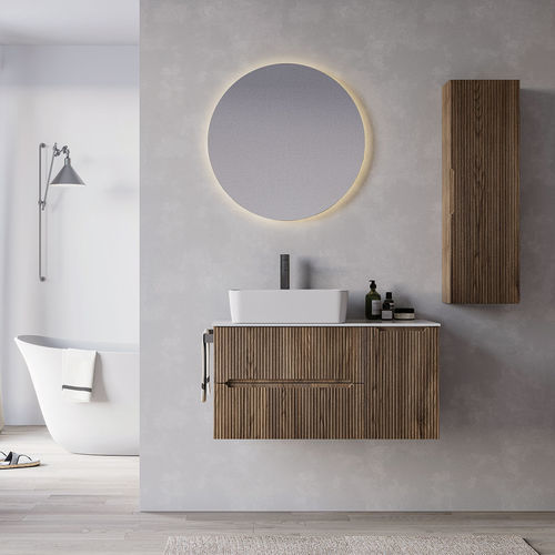 Wandmontierter Waschtisch-Unterschrank - VERSO VE.03 - LEGNOBAGNO - Holz / Keramik / modern