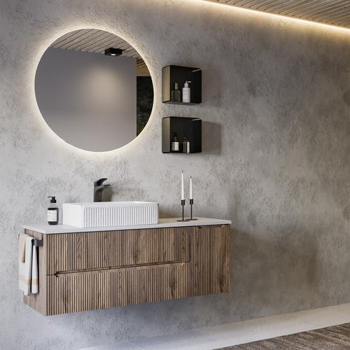 Wandmontierter Waschtisch-Unterschrank - VERSO VE.08  - LEGNOBAGNO - Holz / Keramik / modern