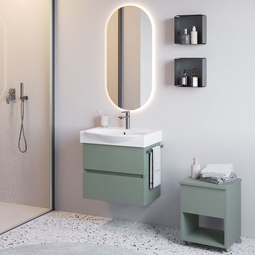 Freistehender Waschtisch-Unterschrank - MANATTHAN M1 - LEGNOBAGNO - wandmontiert / Keramik / Eiche