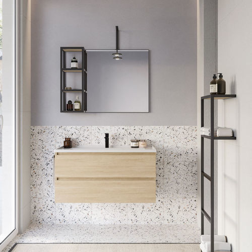 Wandhängender Waschtisch-Unterschrank - PLATEA P4 - LEGNOBAGNO - Keramik / Eiche / modern