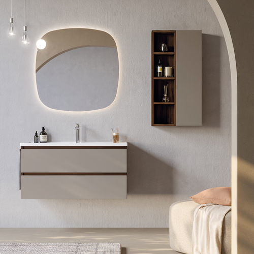 Wandhängender Waschtisch-Unterschrank - PLATEA P5 - LEGNOBAGNO - Keramik / Nussbaum / modern
