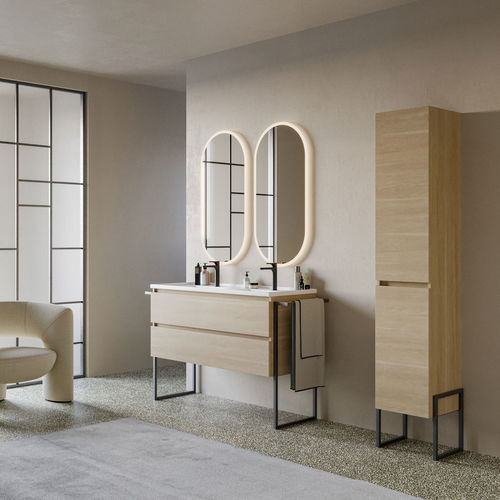 Doppelter Waschtisch-Unterschrank - PLATEA P6 - LEGNOBAGNO - wandmontiert / Keramik / Eiche